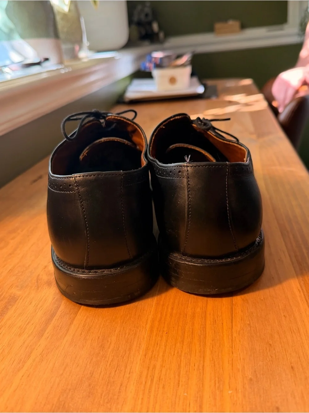 Allen Edmonds Evanston Black Cap-Toe Brogue Derby Shoes